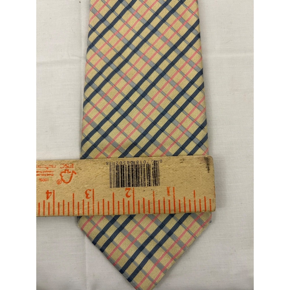 Turnbull & Asser London Beige Gray Cross Check Woven Men's Silk Tie Made England - Picture 2 of 6